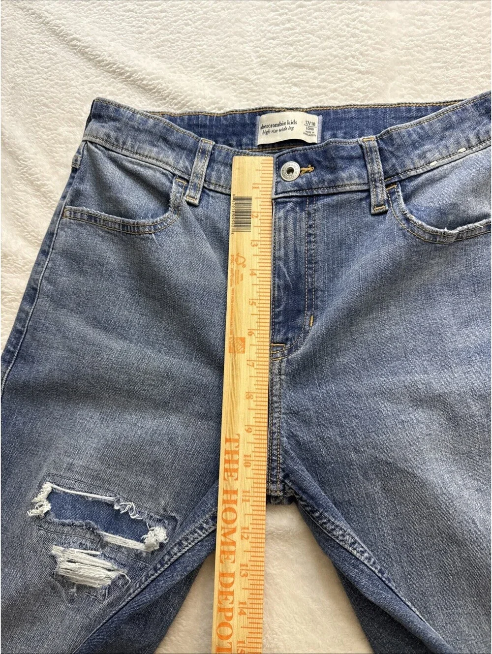 Abercrombie Kids  17/18 Long  High Rise Straight Adjustable Distressed (2378)